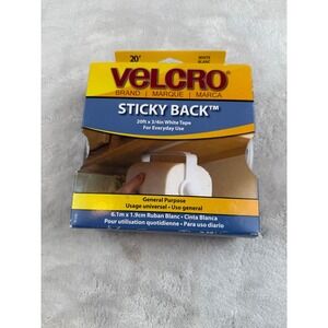 Velcro‎ Sticky Back Tape 20ft x 3/4in White General Purpose Roll New